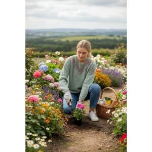 Vintage Alfred Dunner Teal L Chenille Embroidred Floral Sweater Grandmacore
